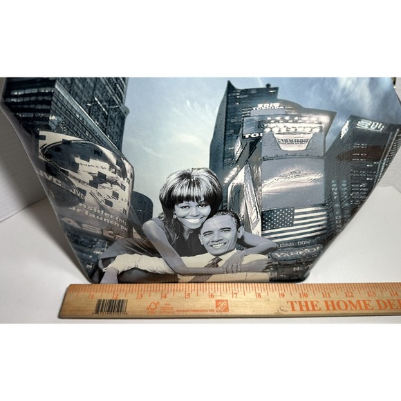 Obama`s Time Square Handbag Women`s Black & White Printed Photo Strap Purse - Picture 10 of 10